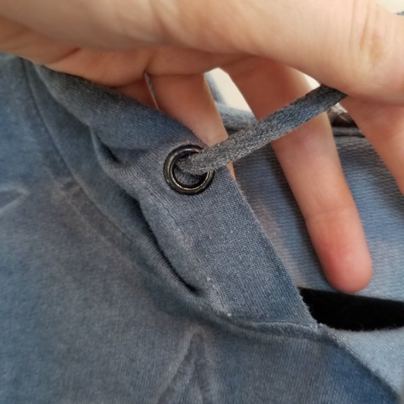 Grey & Gray Women's size Medium Blue Star-Embroidered Hoodie - Picture 12 of 13